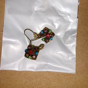 Gold Rainbow Dangly Earrings